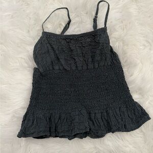 Zara Black Smocked Camisole Top